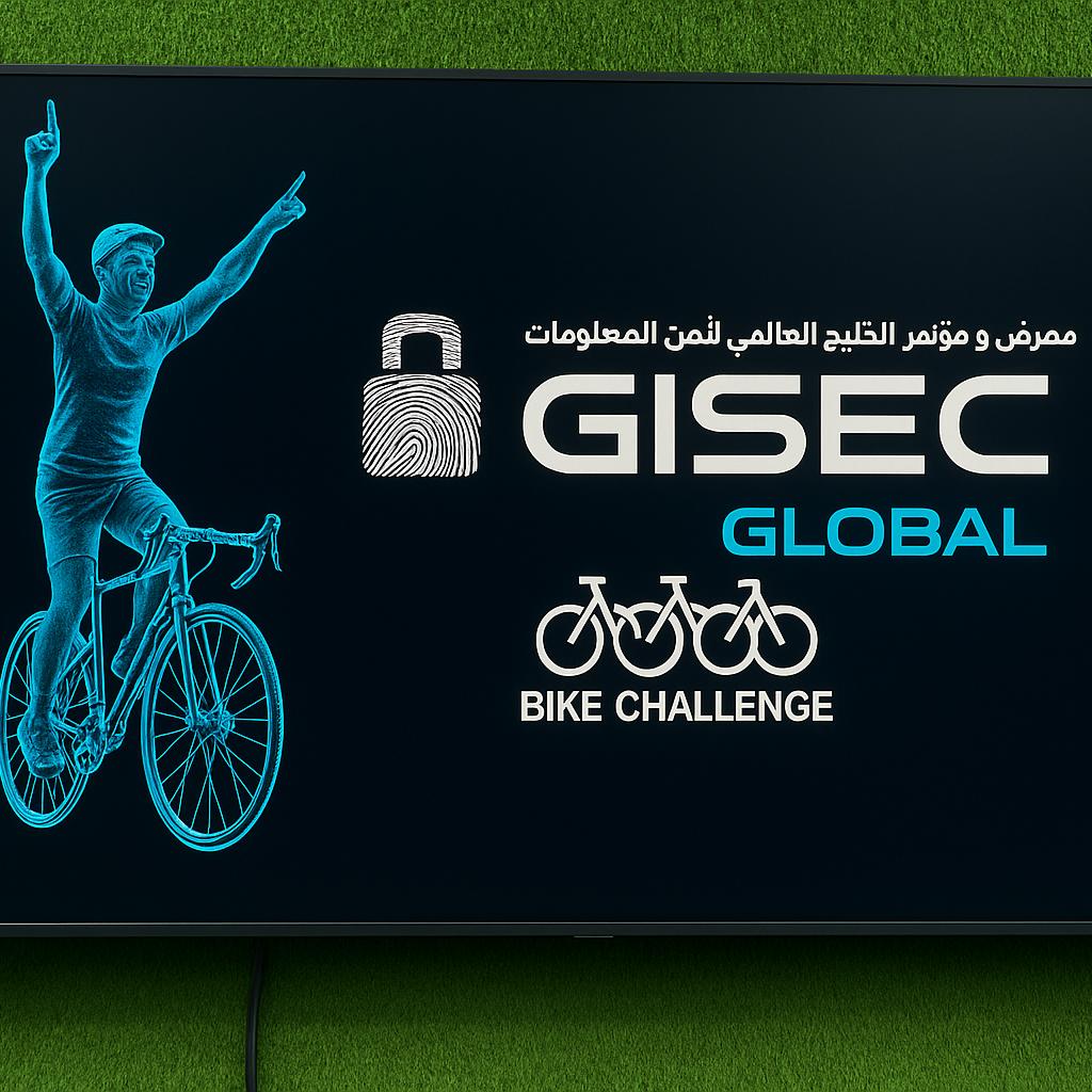 Guests racing on interactive bike game at corporate event in Dubai